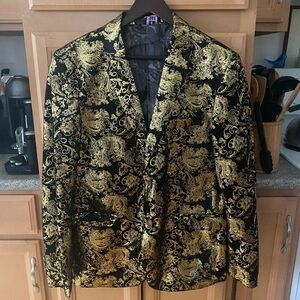 Black and Gold Paisley Blazer and pants.